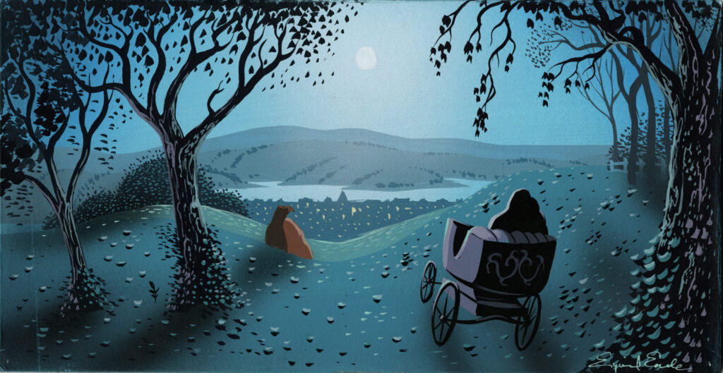 6. Lady and the Tramp thumbnail concept painting Eyvind Earle c. 1955 collection of the Walt Disney Family Foundation c Disney 1