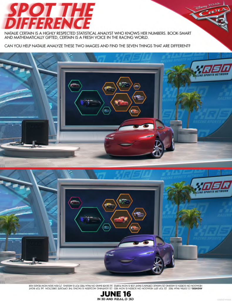 Cars 3 Spot the Difference