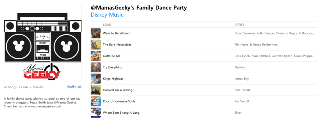 Check Out My Disney Family Dance Party Playlist on Apple Music!