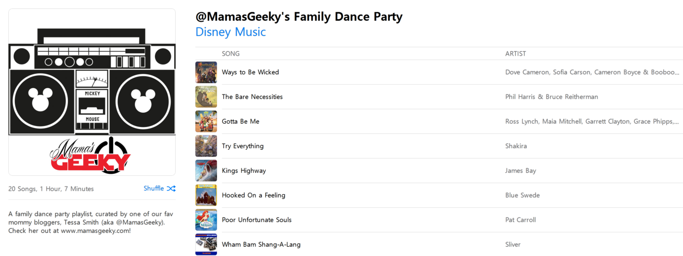 Mama's Geeky Family Dance Party Playlist