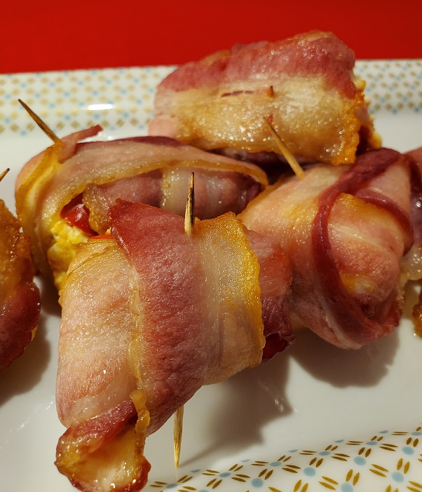 keto bacon wrapped stuffed peppers appetizer