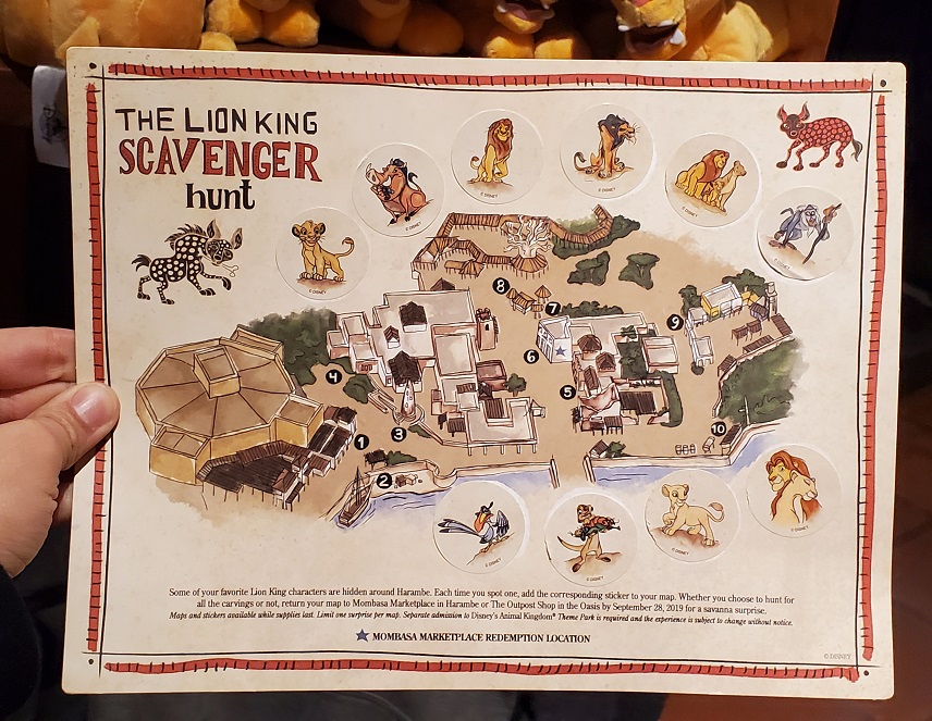 the lion king scavenger hunt completed map