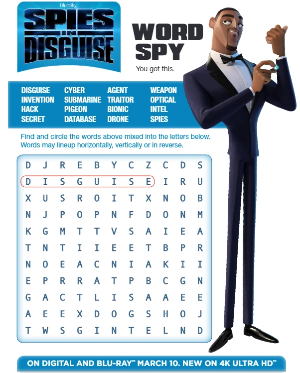 spies in disguise activity sheets